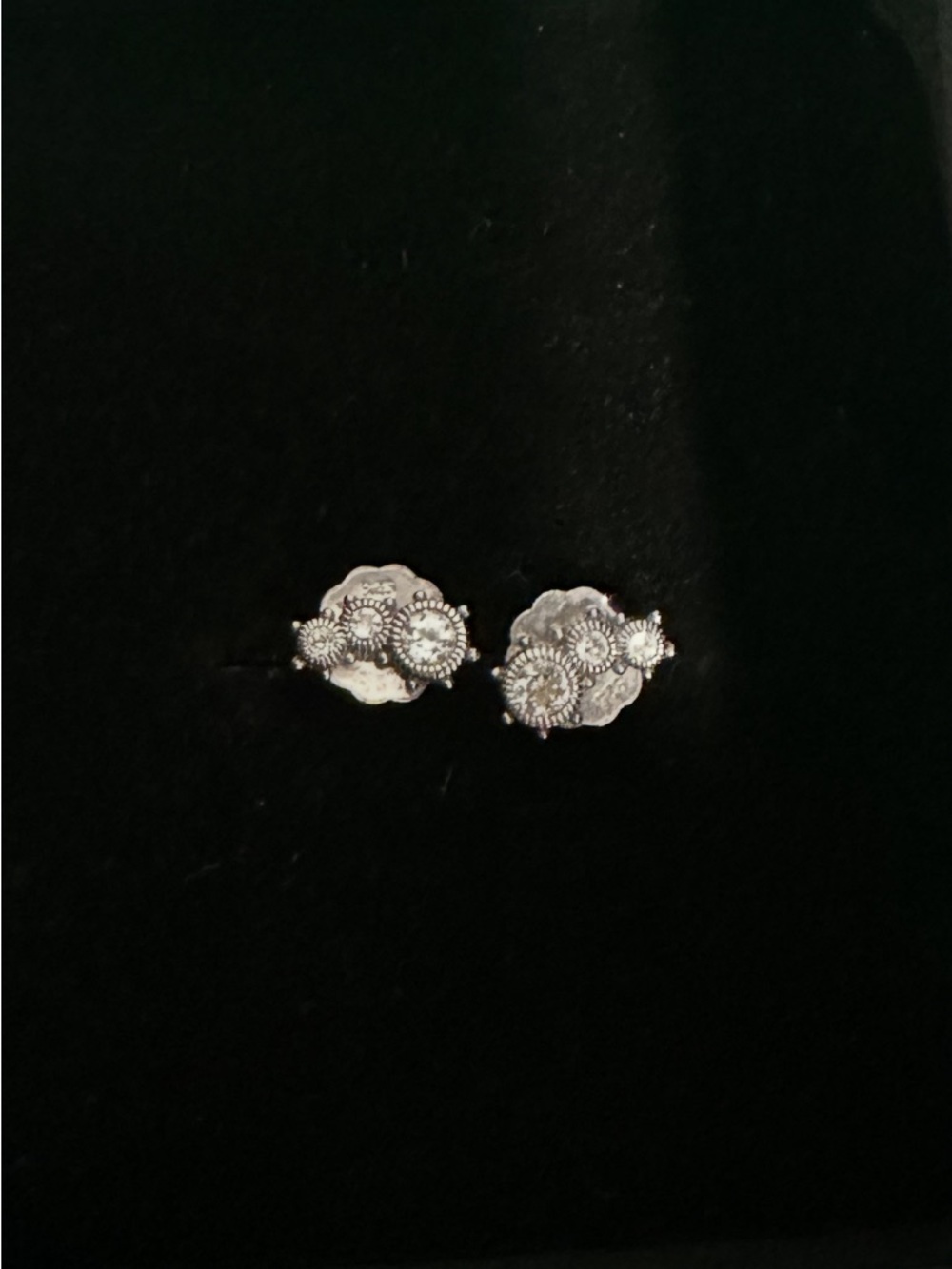 Judith Ripka Silver Floral Cluster Stud Earrings